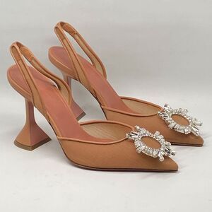 Amina Muaddi Begum 90MM Crystal-Embellished Mesh Slingback Pumps size 36